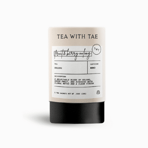 Tea With Tae FruiTeaBerry Oolong tea canister with modern minimalist label design